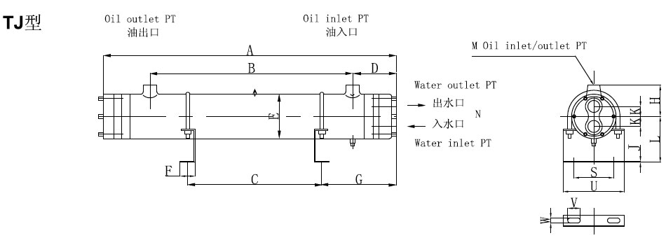 High Efficiency Type Oil Cooler Unit Dimension